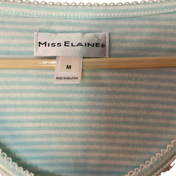 Miss Elaine Aqua Lavender Floral Long Sleeve Nightgown Size Medium - Picture 5 of 7